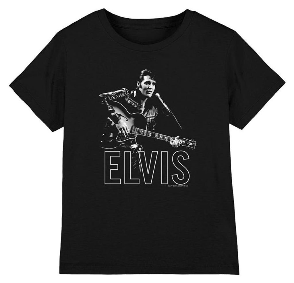 Elvis Presley - "Guitar In Hand" T-Shirt für Kinder TV33500 (116) (Schwarz)
