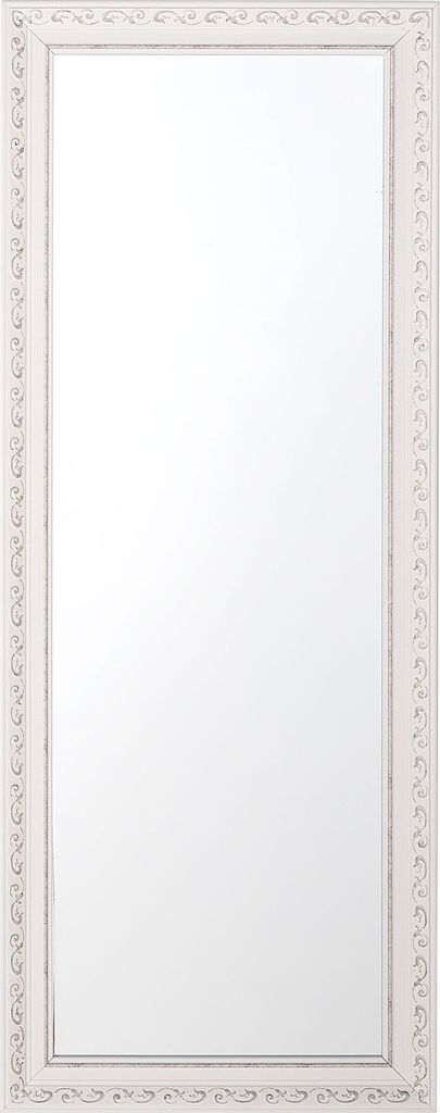 BELIANI Wandspiegel Cremeweiß Kunststoff mit Breitem Rahmen Antik-Optik Rechteckig 50 x 130 cm Romantisch Vintage Ganzkörperspiegel Hängespiegel