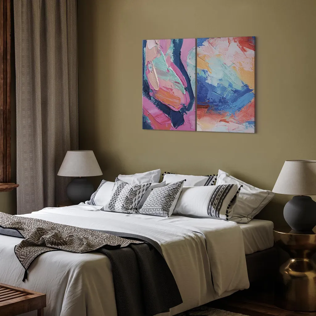 murando - Set di quadri acustici effetto pennellata 40x30cm 2 pezzi ciascuno 20x30cm Collage 2er Multipart Paintings Art Print Wall Picture Pannelli acustici fonoassorbenti - Immagine colorata a-B-10137-b-a - 5