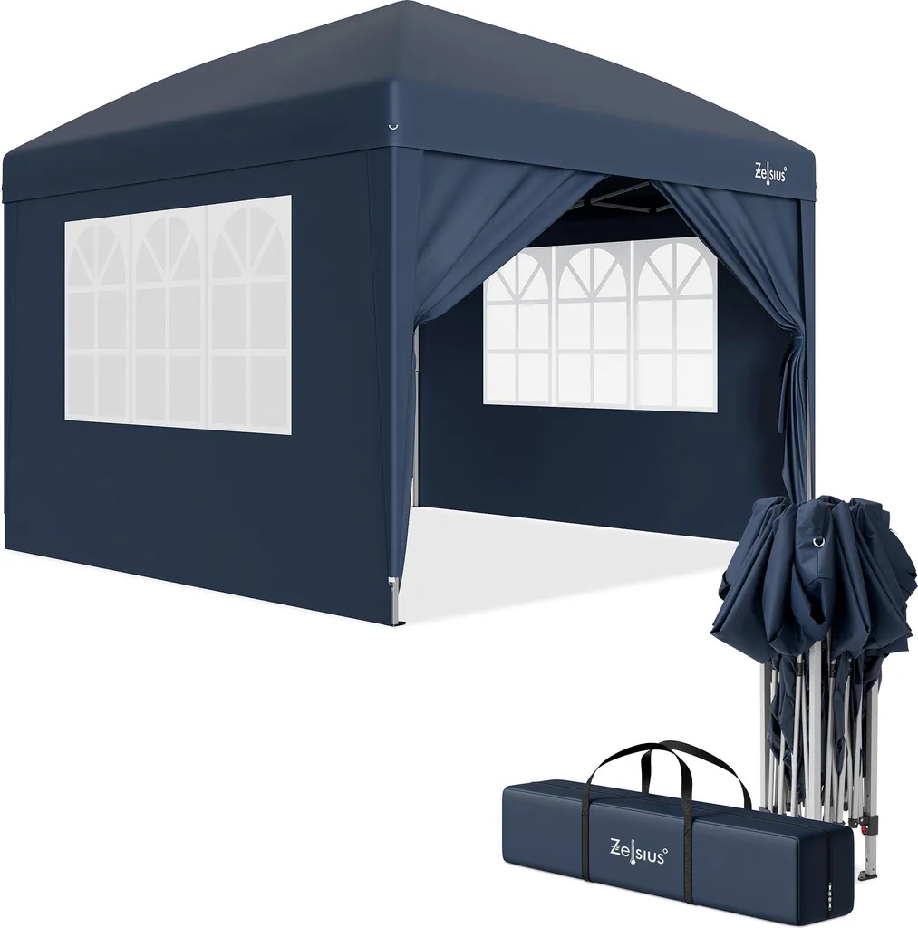 Offerta Gazebo Zelsius 3x3 m Pieghevole Blu con Laterali UV30