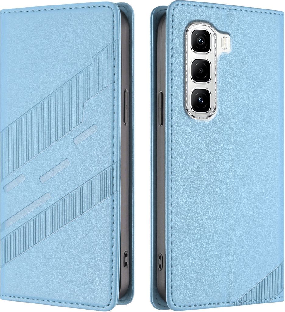 Hülle für Infinix Hot 50 Pro 4G, Kunstleder Brieftaschen Handyhülle mit Kartenfach und Standfunktion Hellblau