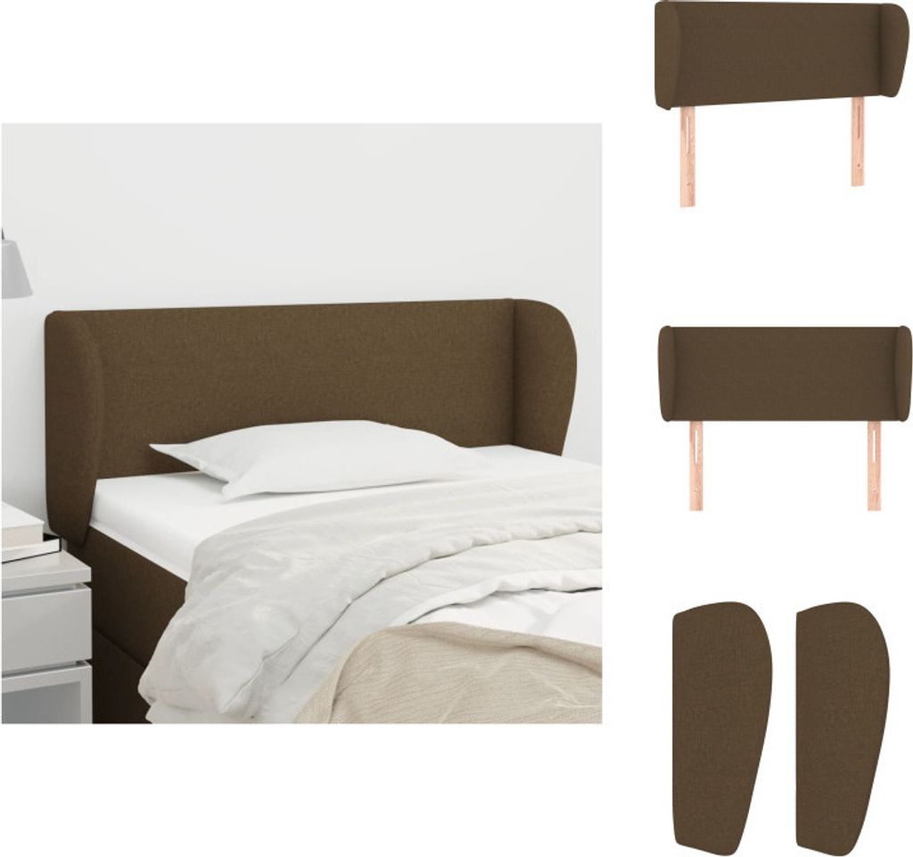 vidaXL Kopfteil mit Ohren Dunkelbraun 103x23x78/88 cm Stoff - Kopf- & Fußenden