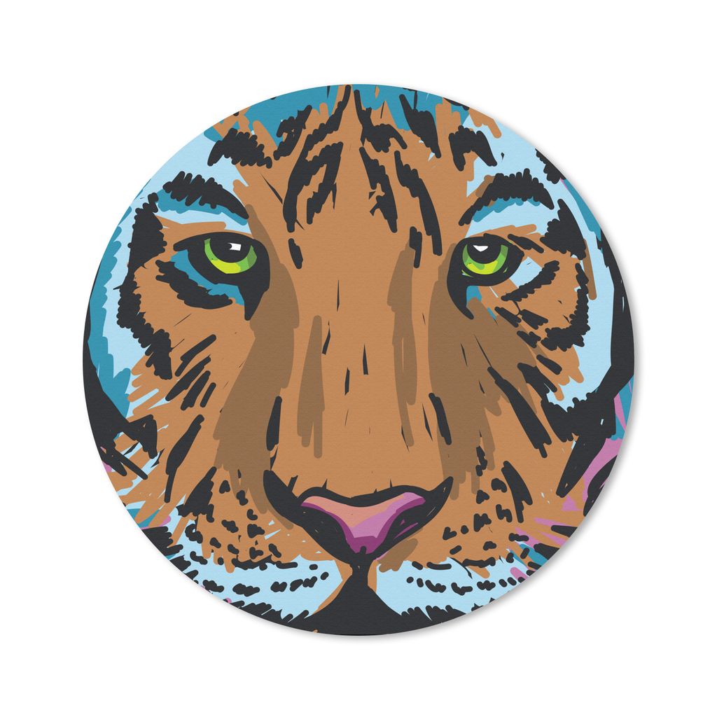 MuchoWow Mauspad Mousepad Tiger - Farbe - Kopf 30x30 cm - Mousepads - Maus Mat - Pad - Mausunterlage - Tischunterlage - Schreibtischmatten