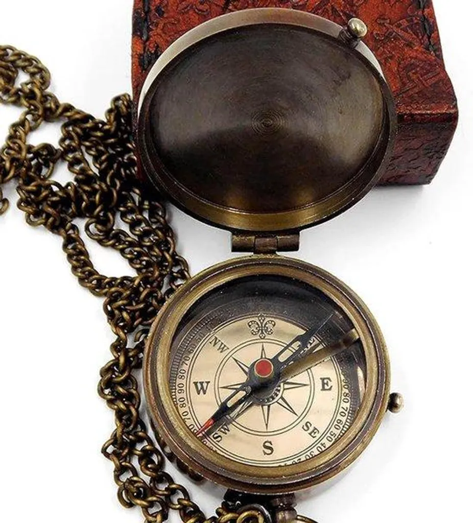 Boussole de poche vintage en laiton - Instrument de marine traditionnel
