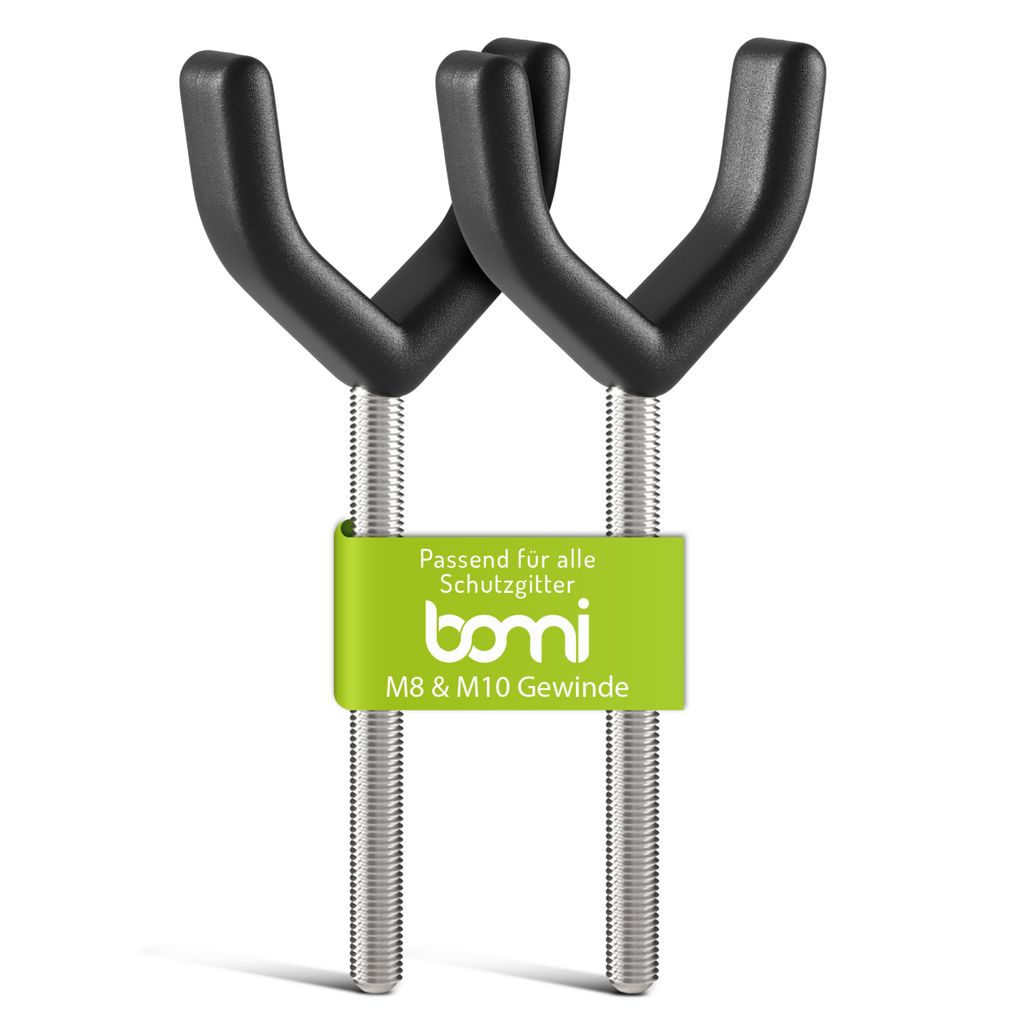 BOMI Kindersicherung für Türschutzgitter 2 Stück Adapter aus Metall am Treppengeländer ohne Bohren | Y-Adapter in Schwarz & M8 Gewinde
