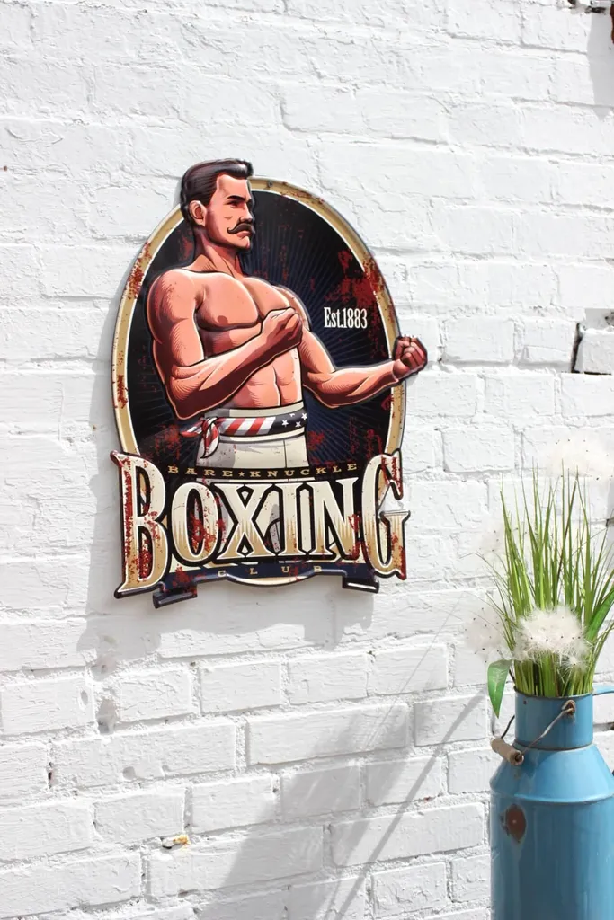 Plaque de boxer en tôle émaillée bombée - Qualité supérieure style rétro - 2