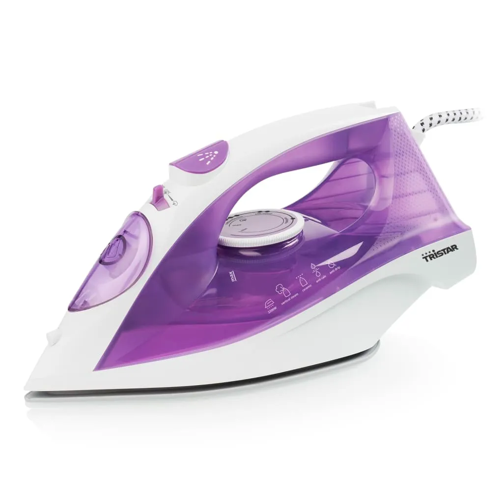 Fer à vapeur performant avec semelle céramique Tristar 2200W bicolore