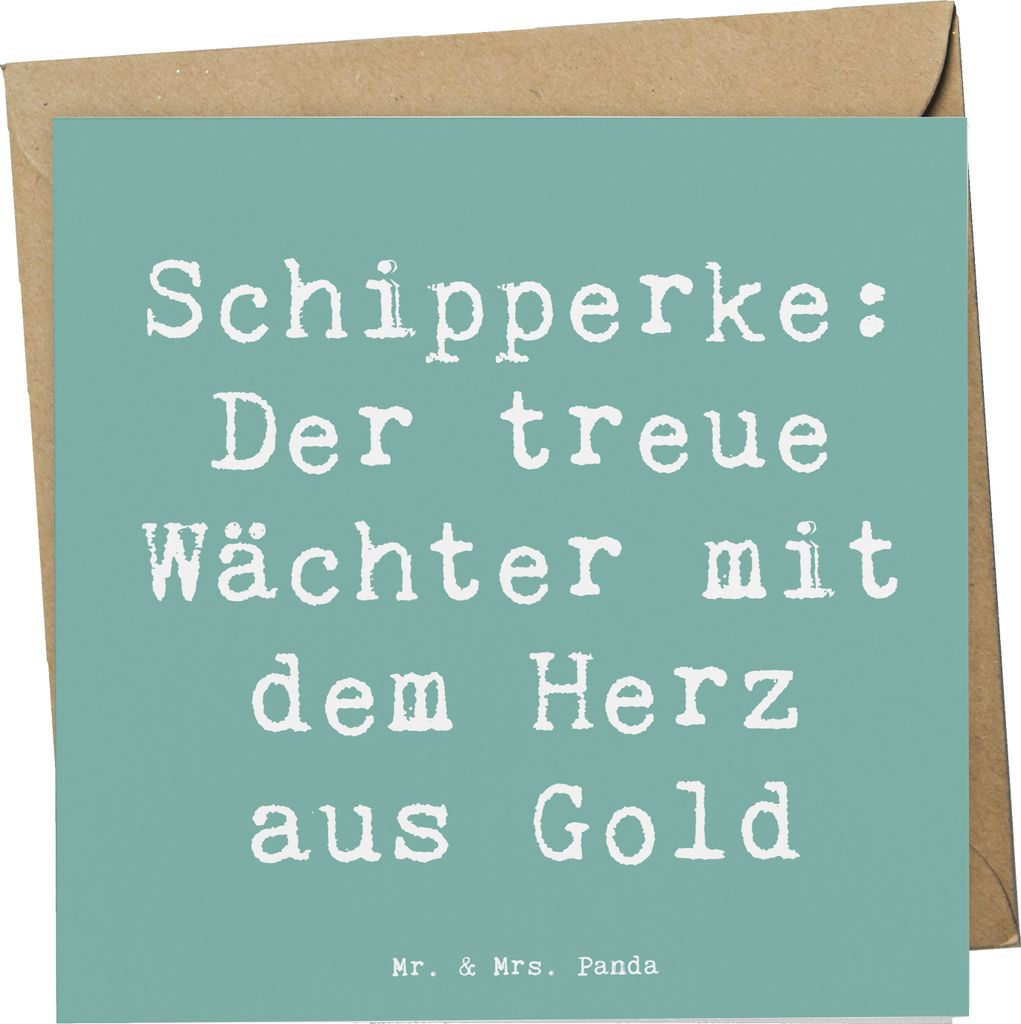 Mr. & Mrs. Panda Glückwunschkarte Spruch Schipperke Wächterherz - Meeresbrise - Geschenk, Hunderassen Eigenschaften, Grußkarte, doppelkarte, kle...