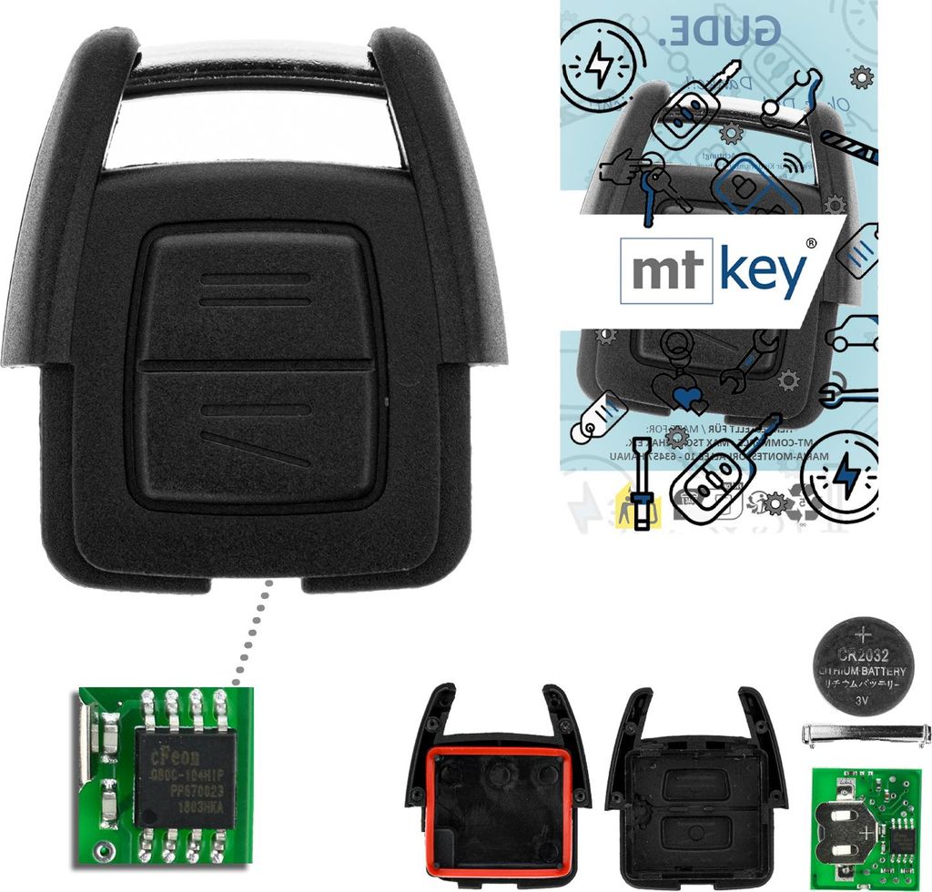 MT-KEY Funk Fernbedienung 434MHZ 2 Tasten Autoschlüssel Produktbild 