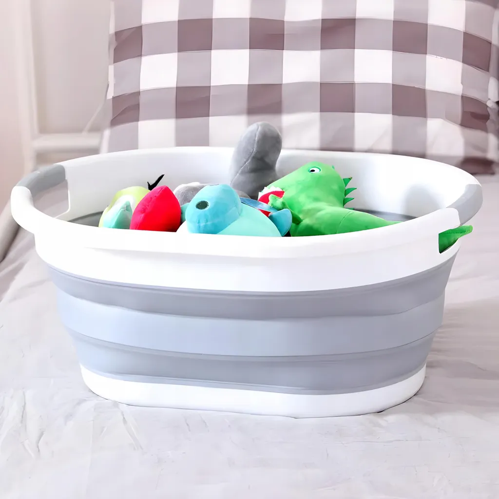 Dites adieu au désordre avec ce panier à linge pliable 25L en silicone - 13