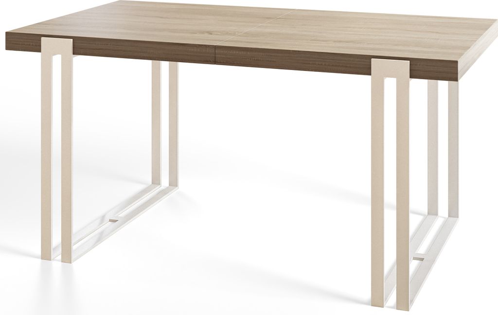 Alpi Moebel, Rechteckiger Esstisch Rosa, Modern Ausziehbarer Tisch 180-280x90x77 cm, Sonoma mit Weiß Metallbeinen