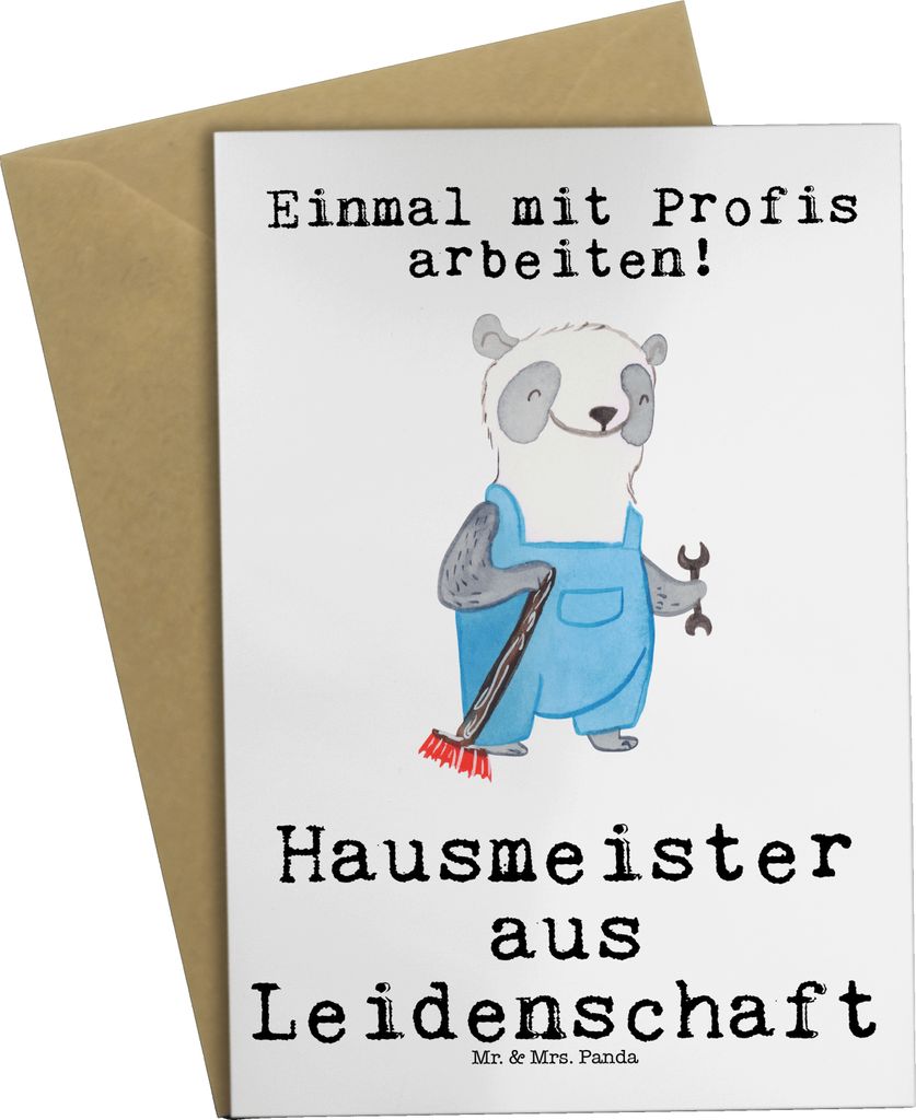 Mr. & Mrs. Panda neujahrskarte Hausmeister Leidenschaft - Weiß - Geschenk, einladungskarten, weihnachtskarten, Must Have, glückwunschkarten, Conc...