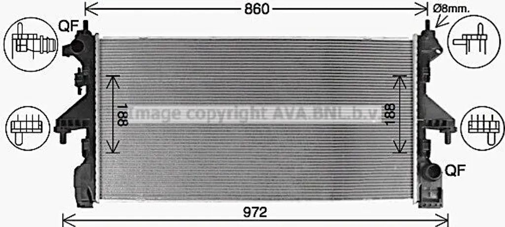Radiateur PRASCO CN2319 Robuste et Performant - Compatible OE 1613996580