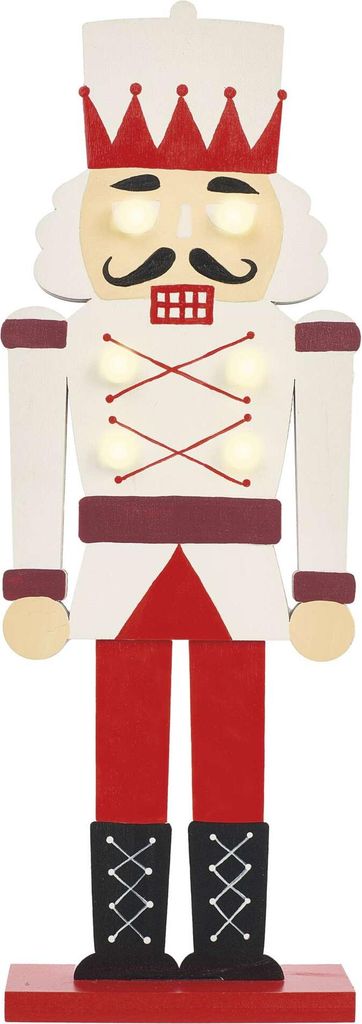 EMOS Nussknacker Holz-Figur 30 cm, leuchtende Weihnachtsfigur mit LEDs, batteriebetrieben (inkl. CR2032), warmweiß, für Innen