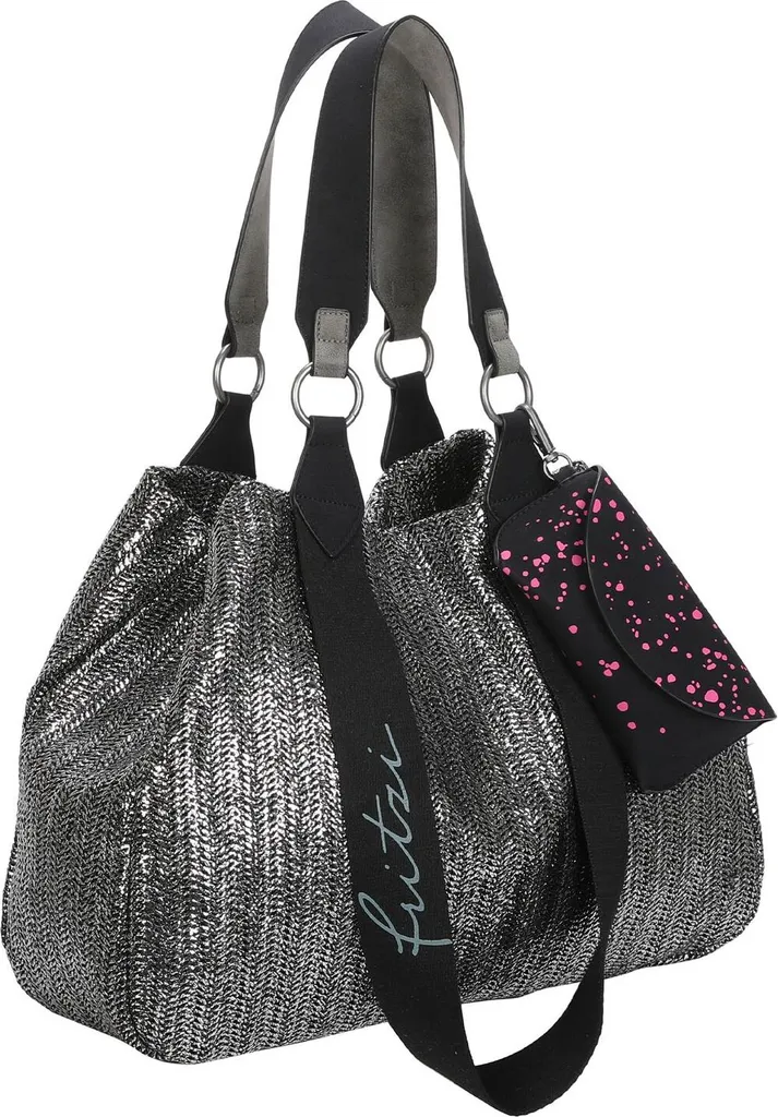 Fritzi aus Preußen Izzy Medium Limited Painted Straw Shopper Silver Black