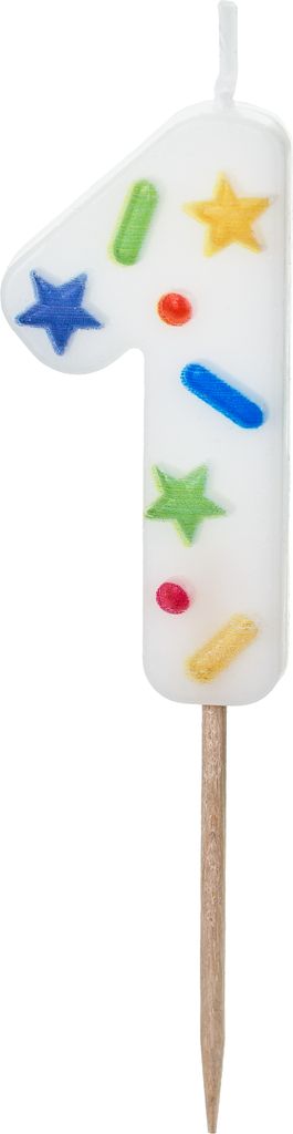 geburtskappe Ziffer 1 weißes Konfetti 5,5cm 39971