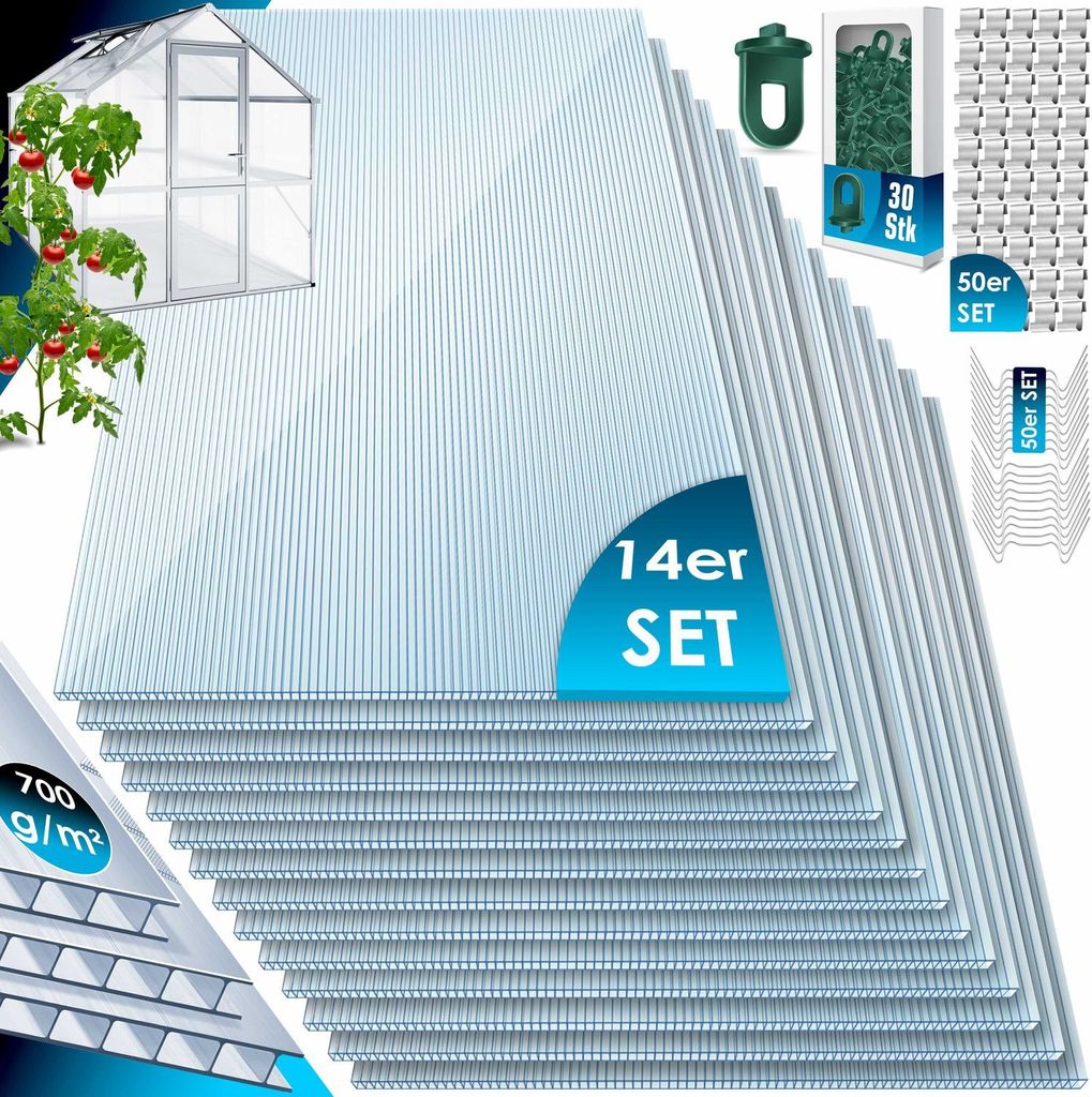 KESSER® 14x Polycarbonat Hohlkammerstegplatten 4mm | 10,25 Produktbild 