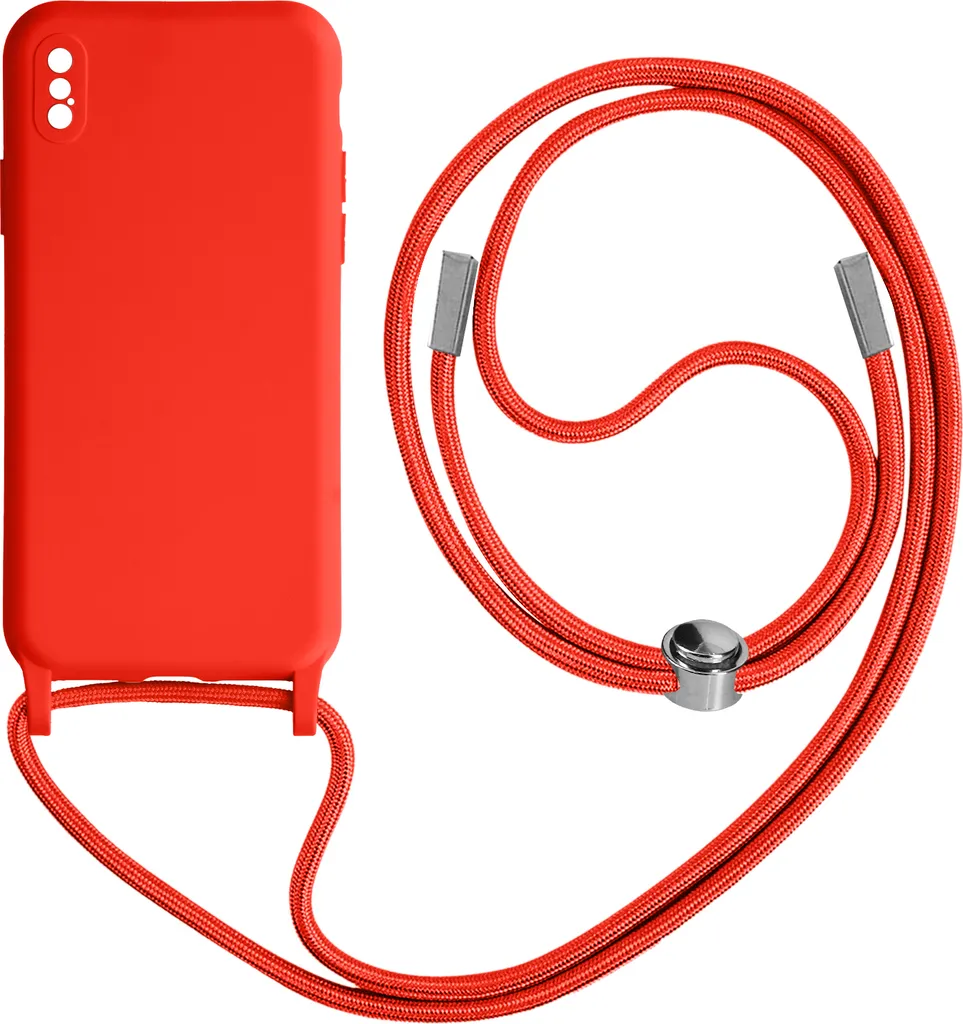 Custodia protettiva per Apple iPhone XS Max con catena in nylon da 80 cm - rosso