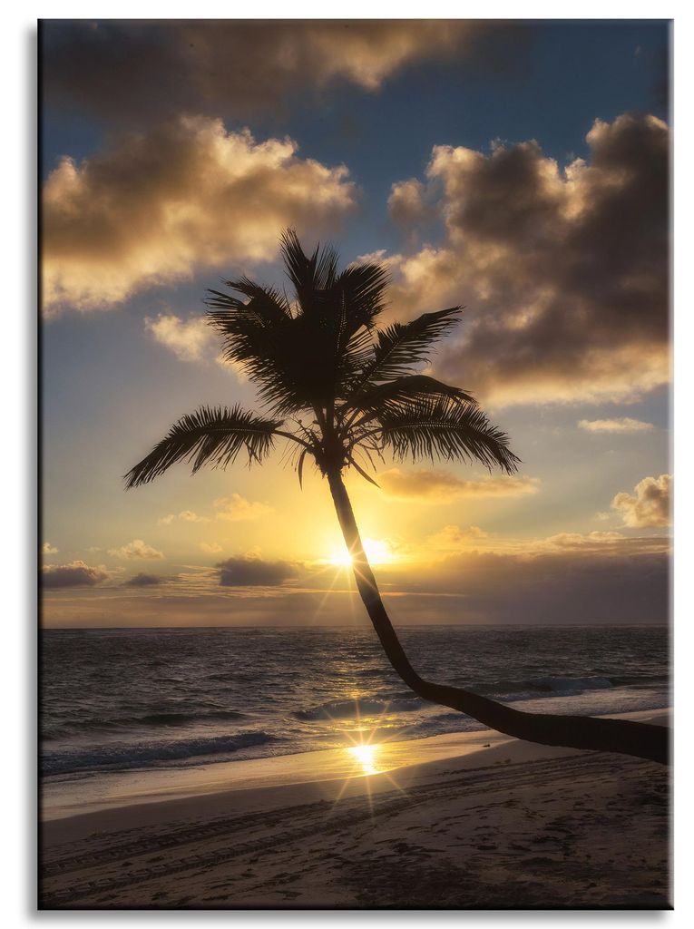 Leinwanddruck Natur Palmen Sonnenuntergang Hintergrund 50x70 Ozeanurlaub
