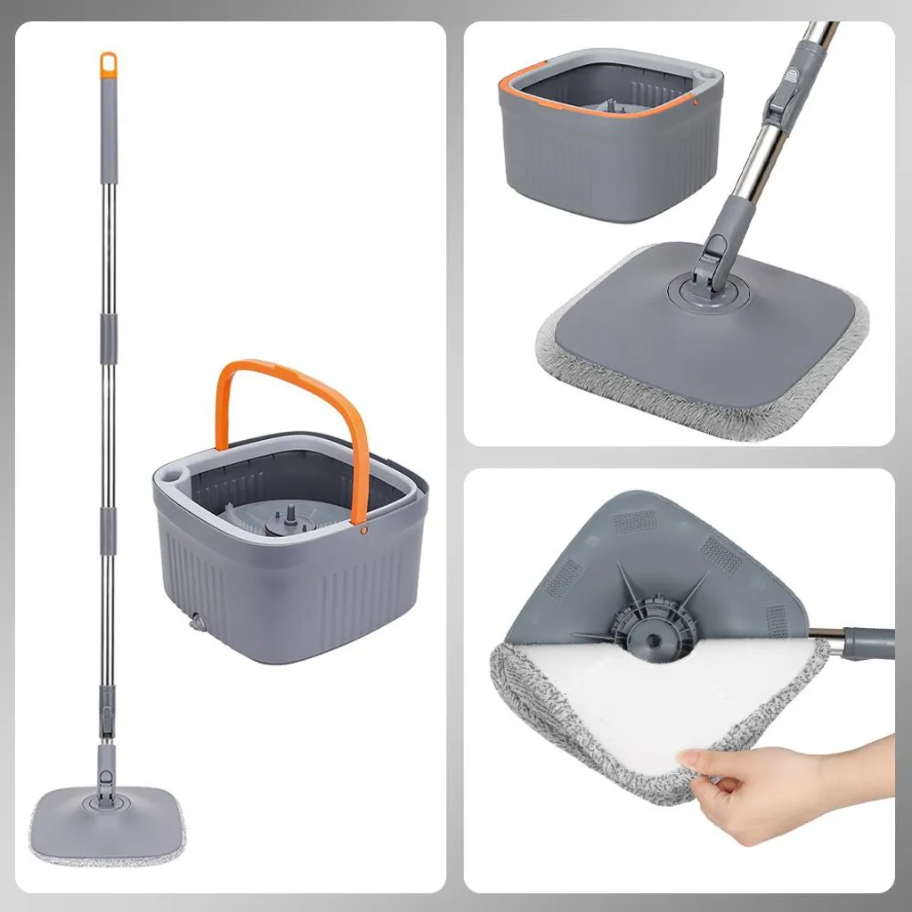 Kit Balai à Franges avec Seau à Double Compartiment et 2 Patins Microfibre - 13