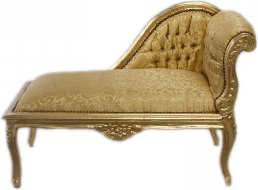 Casa Padrino Barock Kinder Chaiselongue Gold Muster / Gold Mod2 - Tron Barock Möbel