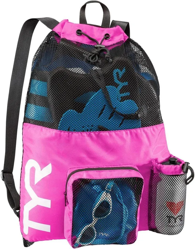Sac à dos de piscine TYR Mummy Big Mesh 40L - Grand sac filet rose natation