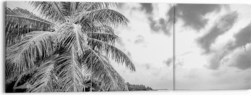 Bild auf Leinwand - Leinwandbild - 3 Teile - Monochrom Strand Wolken - 150x50cm - Wand Bild - Wanddeko - Wandbilder - Leinwanddruck - Bilder - Wand...