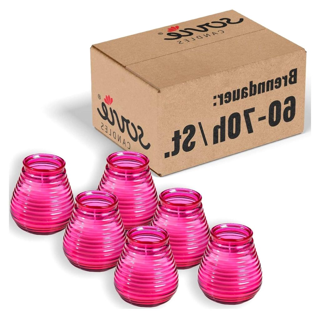 Glaswindlicht Flairlight PINK 6er Set – Edle Kerzen im Glas – ca. 60–70 Std Brenndauer – Romantische Deko & Stilvolles Licht