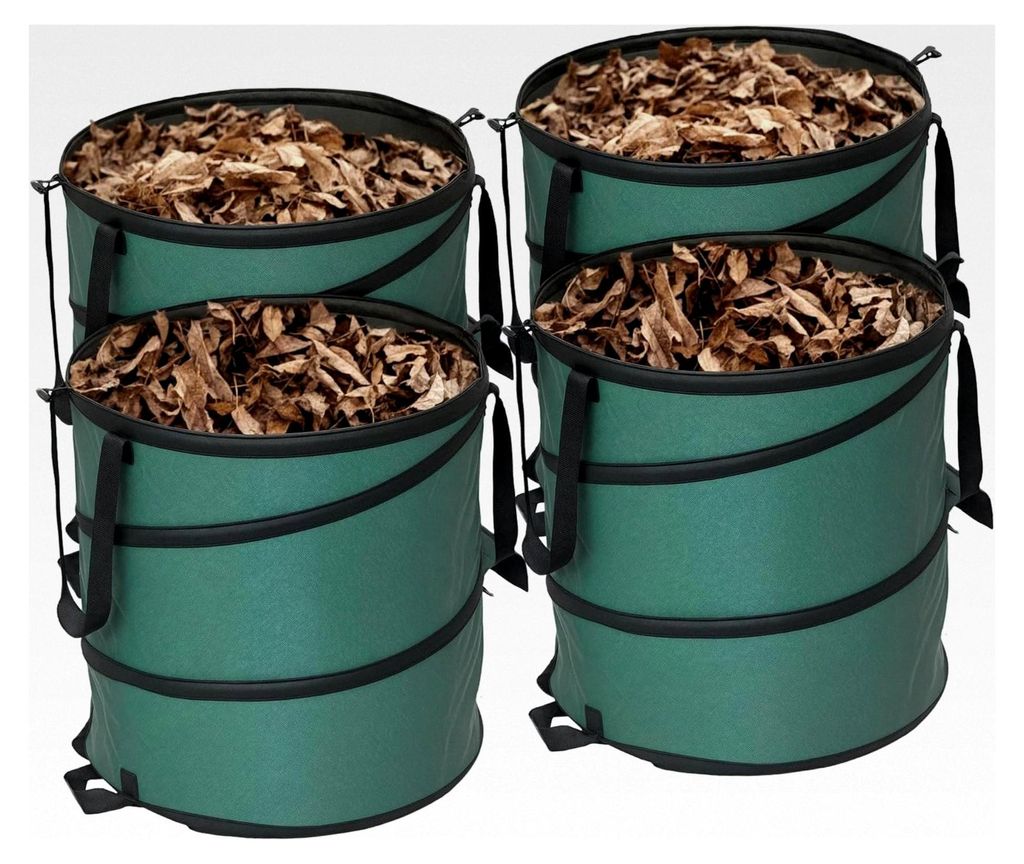 Gartensack 4x86L wasserdicht mit Griffen, stabiler Laubsack, selbststehende Gartensäcke, wiederverwendbare Gartenabfallsäcke für Gartenabfälle ...