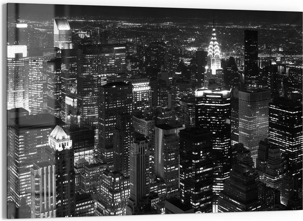 DEQORI Magnettafel Glas 90x60 cm 'Nächtliches Manhattan' beschreibbar Whiteboard