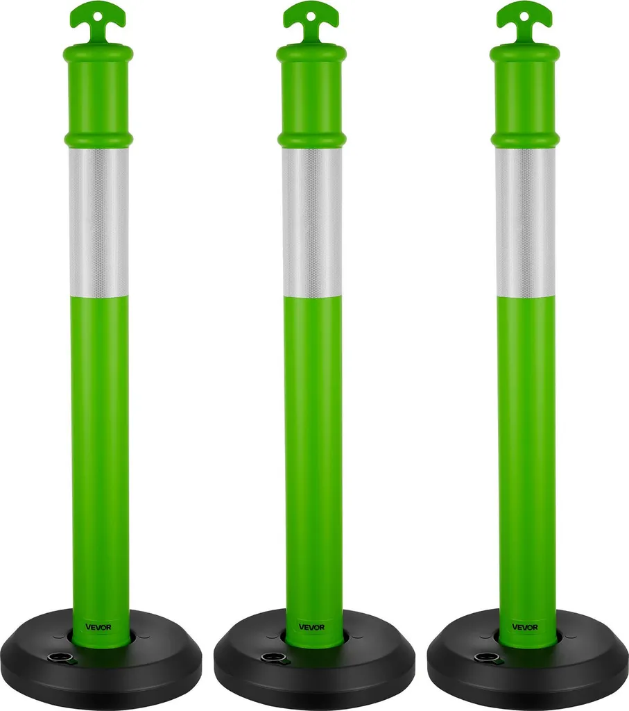 Poteau d'Avertissement Vert de 114 cm - Balise de Chantier Haute Stabilité