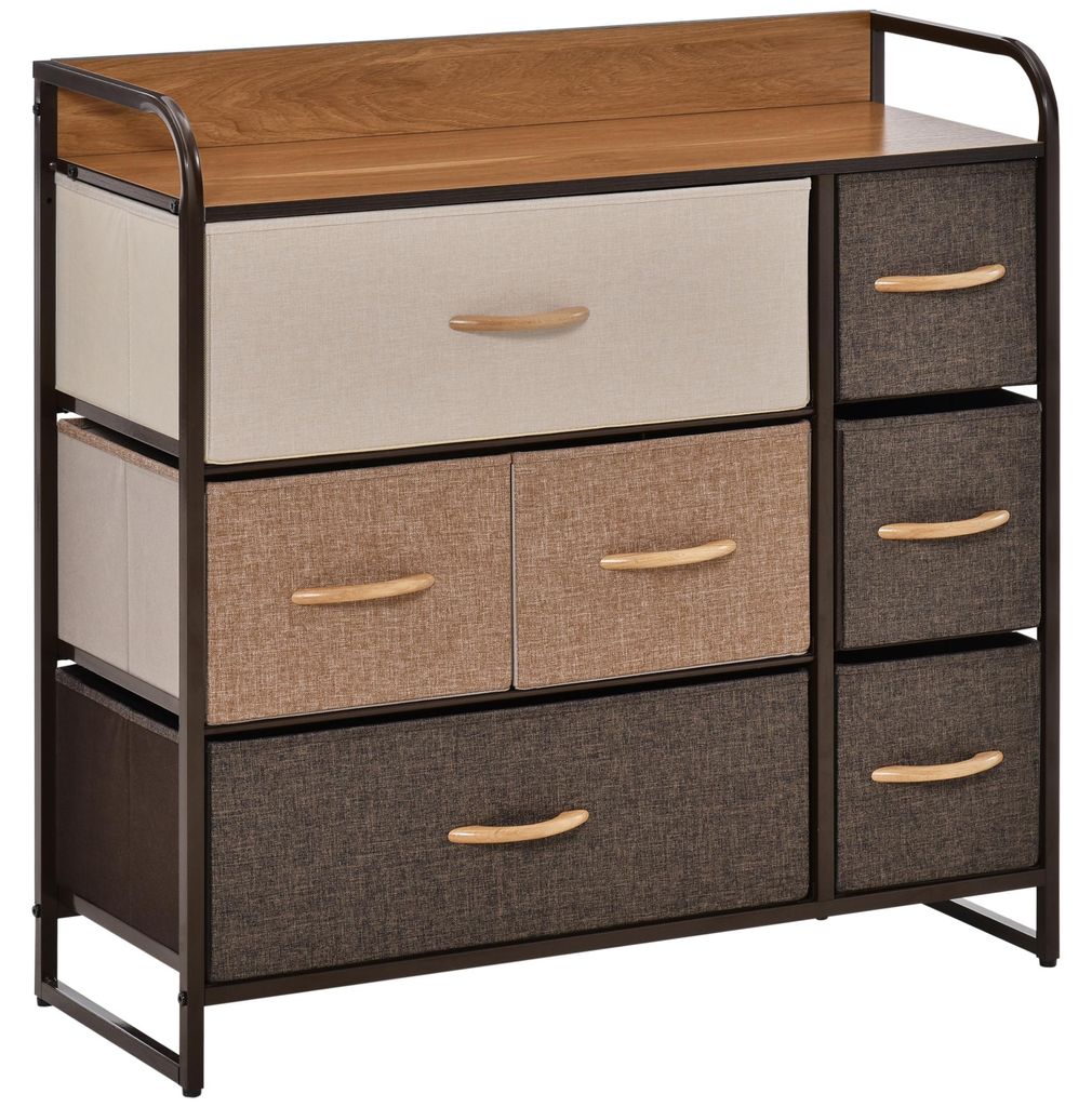 HOMCOM Kommode Schrank mit 7 Schubladen aus Leinen für Produktbild 