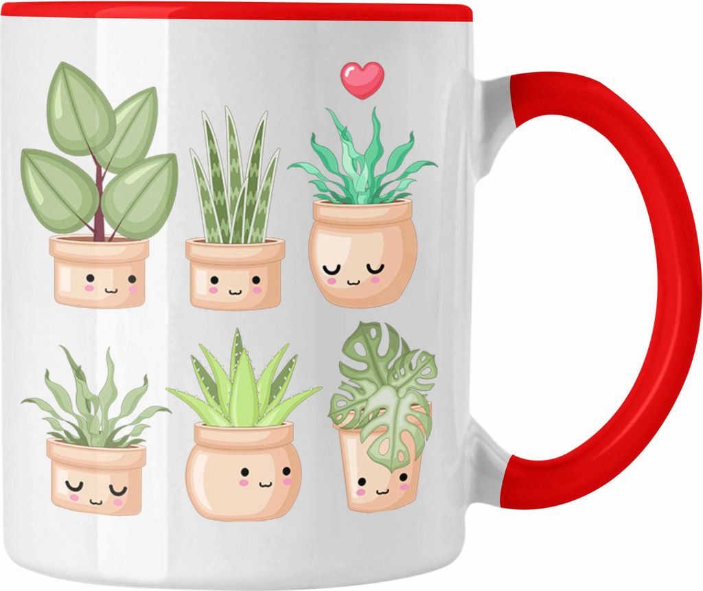 Trendation - Pflanzenliebe Tasse Geschenk für Pflanzenliebhaber Pflanzen Grafik (Rot)