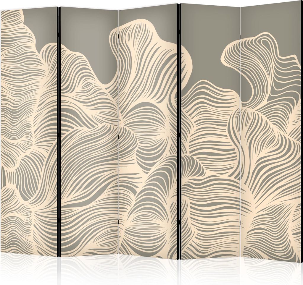 Neuheit! Dekorativer Paravent Raumteiler Trennwand Foto-Paravent Spanische Wand XXL ABSTRACTION MINIMALISM BEIGE 225x172 cm a-A-10511-z-b