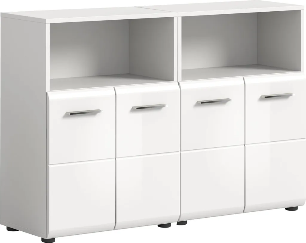 Meuble-lavabo Rootz 2 pièces blanc brillant 120cm design contemporain