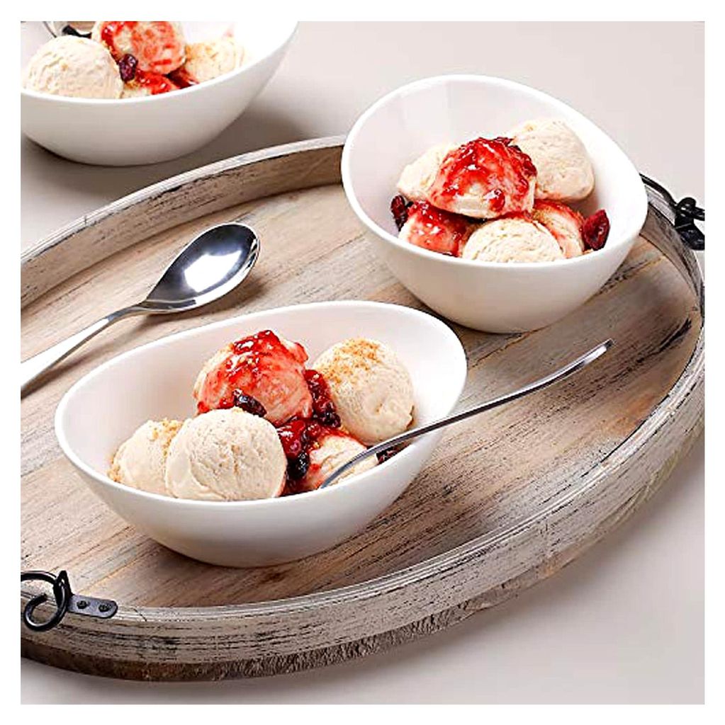 Müslischale aus Porzellan, 475ml, 6-teiliges Set, Dessertschalen, Salatschüssel, Suppenteller, geeignet für Salat, Brot, Dessert, Obst - Weiß