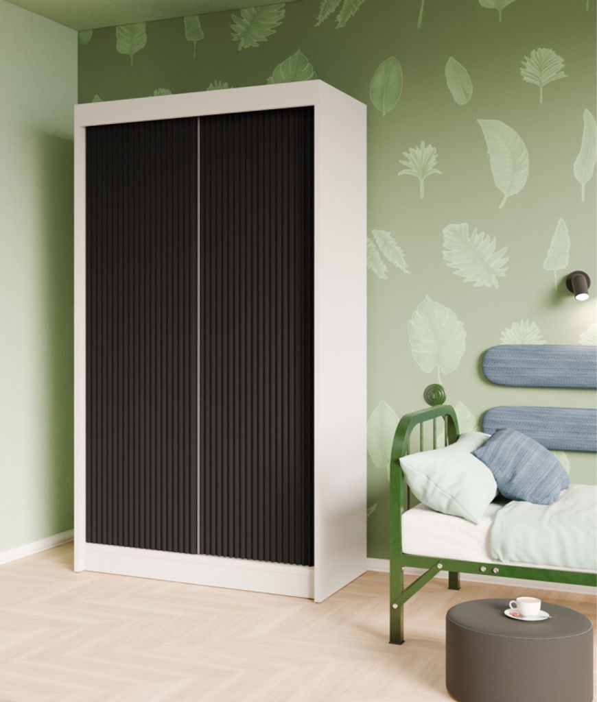 Schwebetürenschrank, 2-türig Kleiderschrank, Moderne Garderobe, Schrank in Größe: 120 x 215 x 61 cm