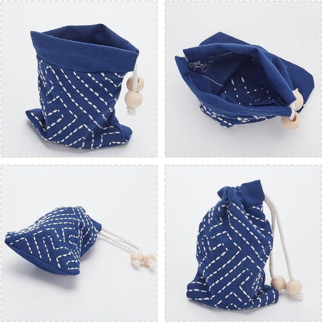 Sashiko Trekkoord Tasche Stickset für Anfänger - Komplettes Produktbild 