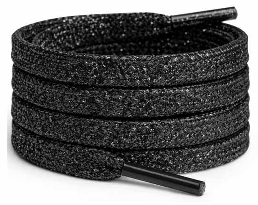 schnuersenkel glitzer flach schwarz