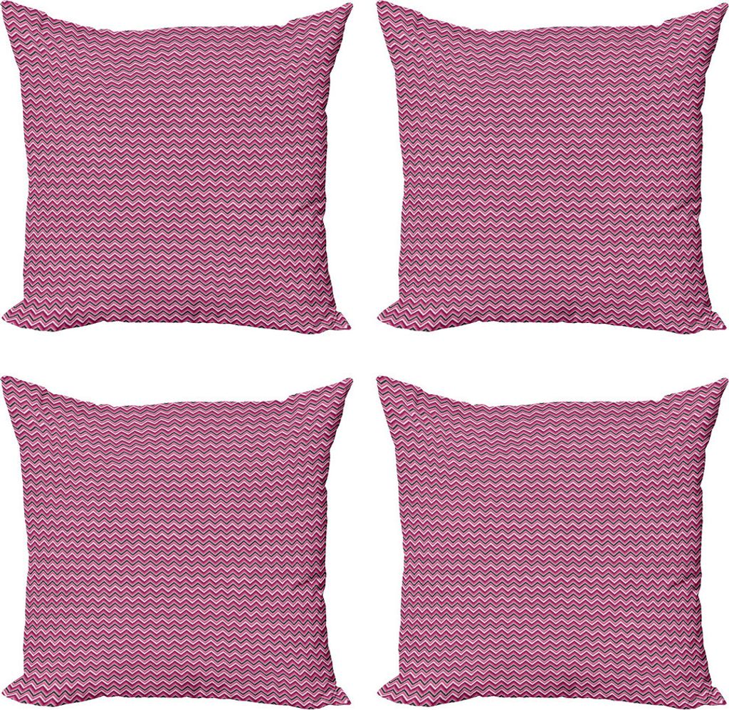 ABAKUHAUS Winkel Kissenbezug Set (4 Stück), Zig Zag Ikat Stil, Moderner Doppelseitiger Digitaldruck, 45 cm x 45 cm, Mehrfarbig