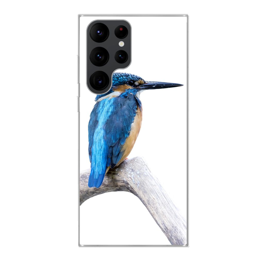 MuchoWow Handyhülle Schutzhülle Hülle für Samsung Galaxy S22 Ultra Eisvogel - Zweig - Schnabel Silikon Softcase Handy Hülle - Abbildung