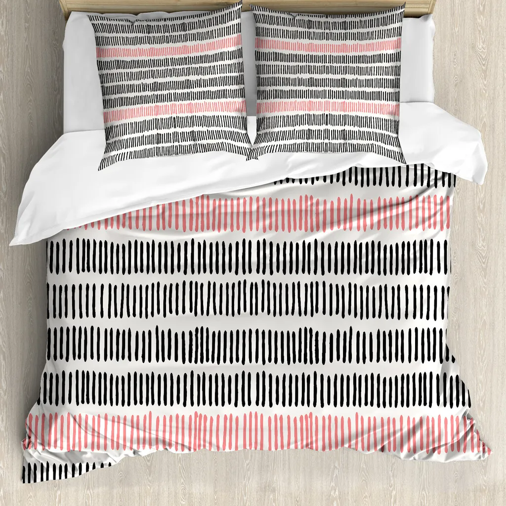 Set Letto ABAKUHAUS 200x200 Astratto: Copripiumino Nero Rosa Glamour