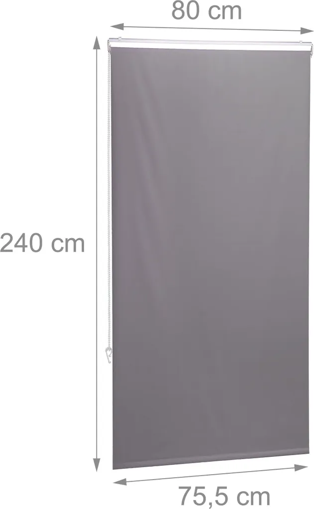 Store enrouleur occultant gris pour salle de bain - Protection humidité 60cm