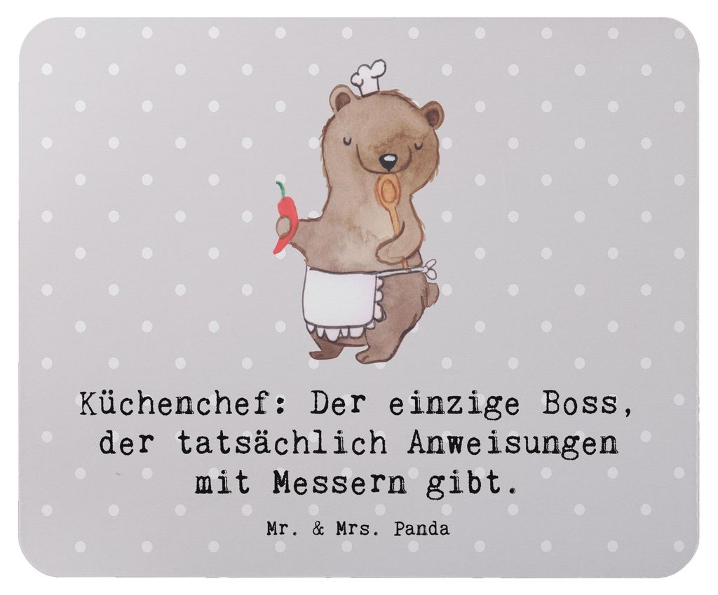 Mr. & Mrs. Panda Mouse Pad Koch Anleitung - Grau Pastell - Geschenk, pc mauspad, Mousepad, der tatsächlich Anweisungen mit Messern gibt, hausgemac...