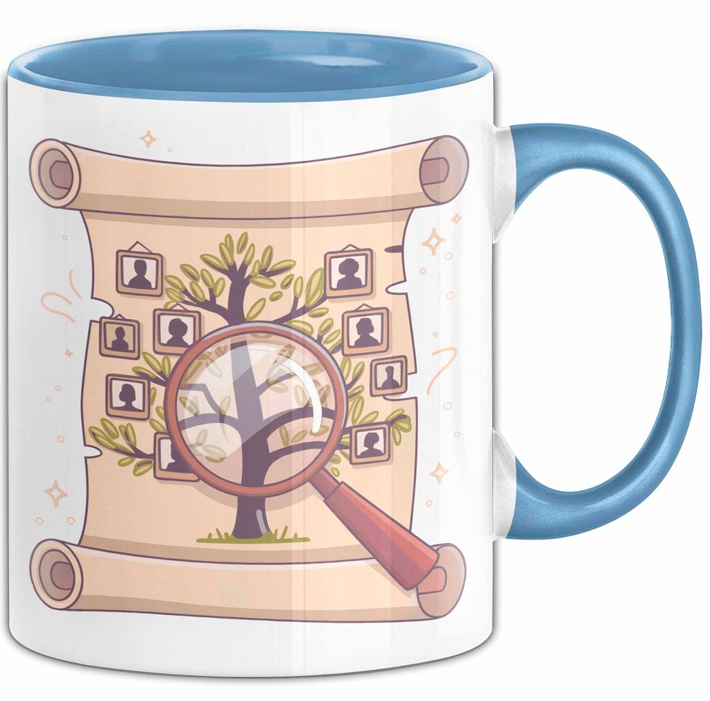 Genealoge Tasse Geschenk Lustige Geschenkidee Spruch Für Stammbaum Forscher (Blau)