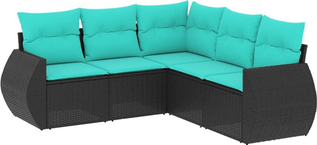 "WINTER SALE" 5-teiliges Gartensofa-set - elegantes Design - Sitzgruppe mit Sofa, Tisch - mit Kissen, schwarzes Polyrattan - Terassenmöbel NeuMöb...