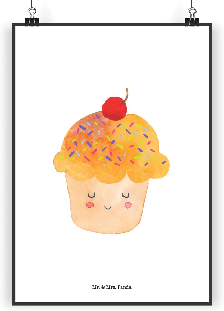 Mr. & Mrs. Panda Bild Cupcake DIN A3 - Weiß - Geschenk, Muffin, drucke, Cupcakes, Wandbild, Plakat, Koch, Küche Deko, Wunder, Kunstdruck, Motivat...