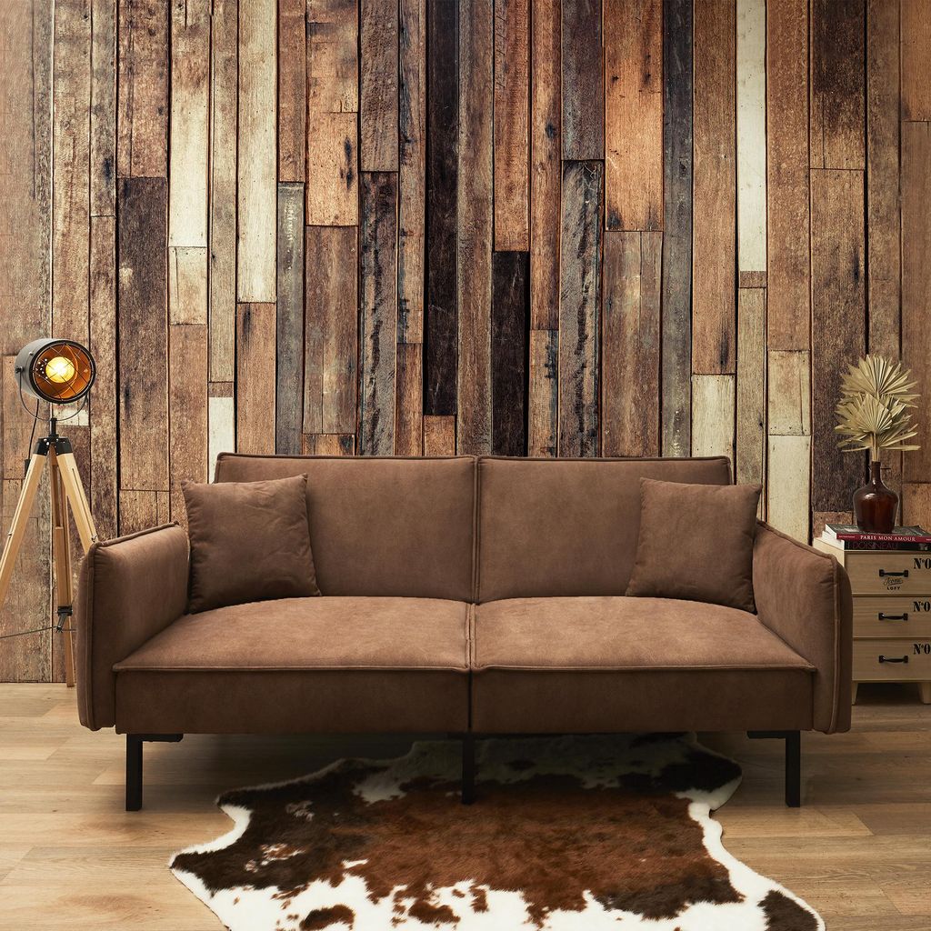 Canapé - HOME DECO FACTORY - CLUB - Convertible - Marron Image du produit 
