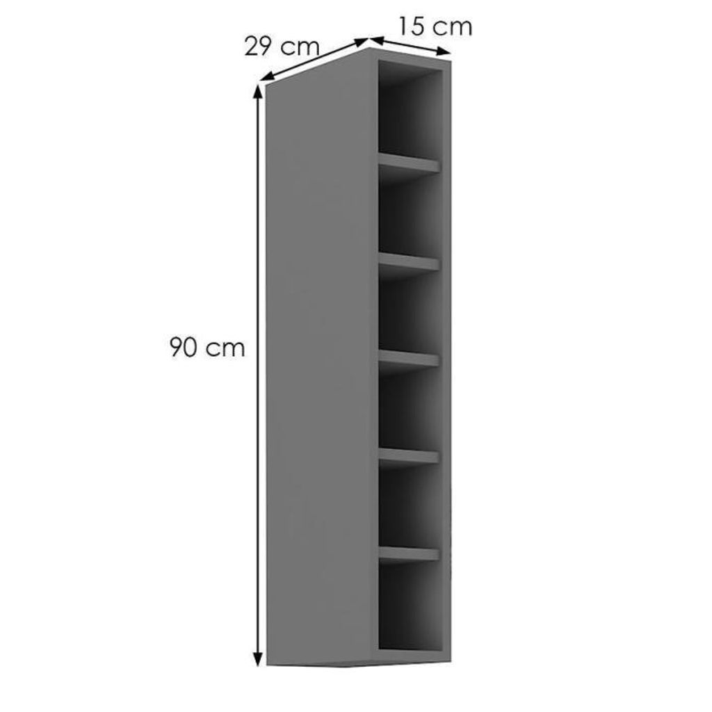 Wysoka szafka wisząca NELJA - szerokość 15 cm, antracyt Zdjęcie produktu 