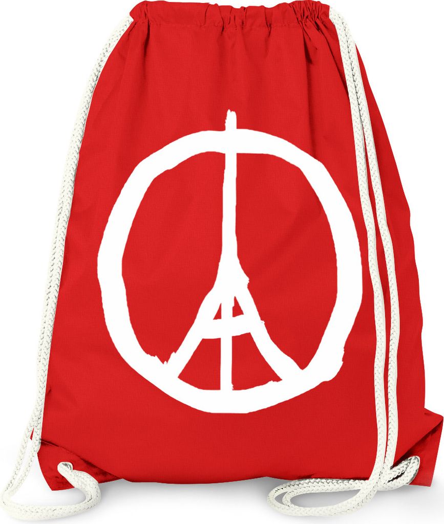 Moonworks - Turnbeutel Beutel - Paris Peace Zeichen Eiffelturm rot unisize